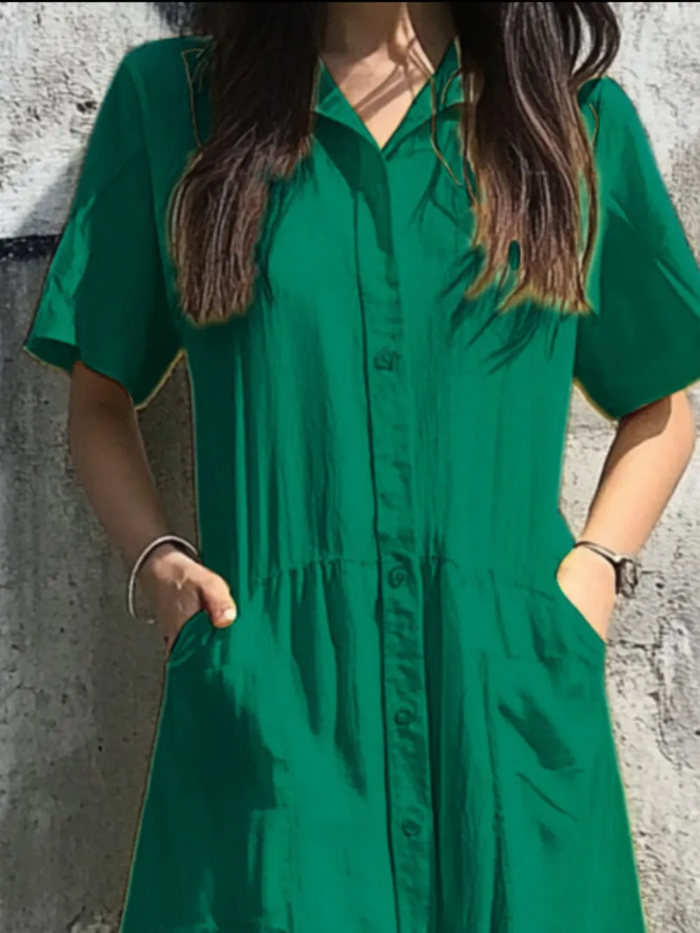 Button Front Short Sleeve Midi Dress, image 12