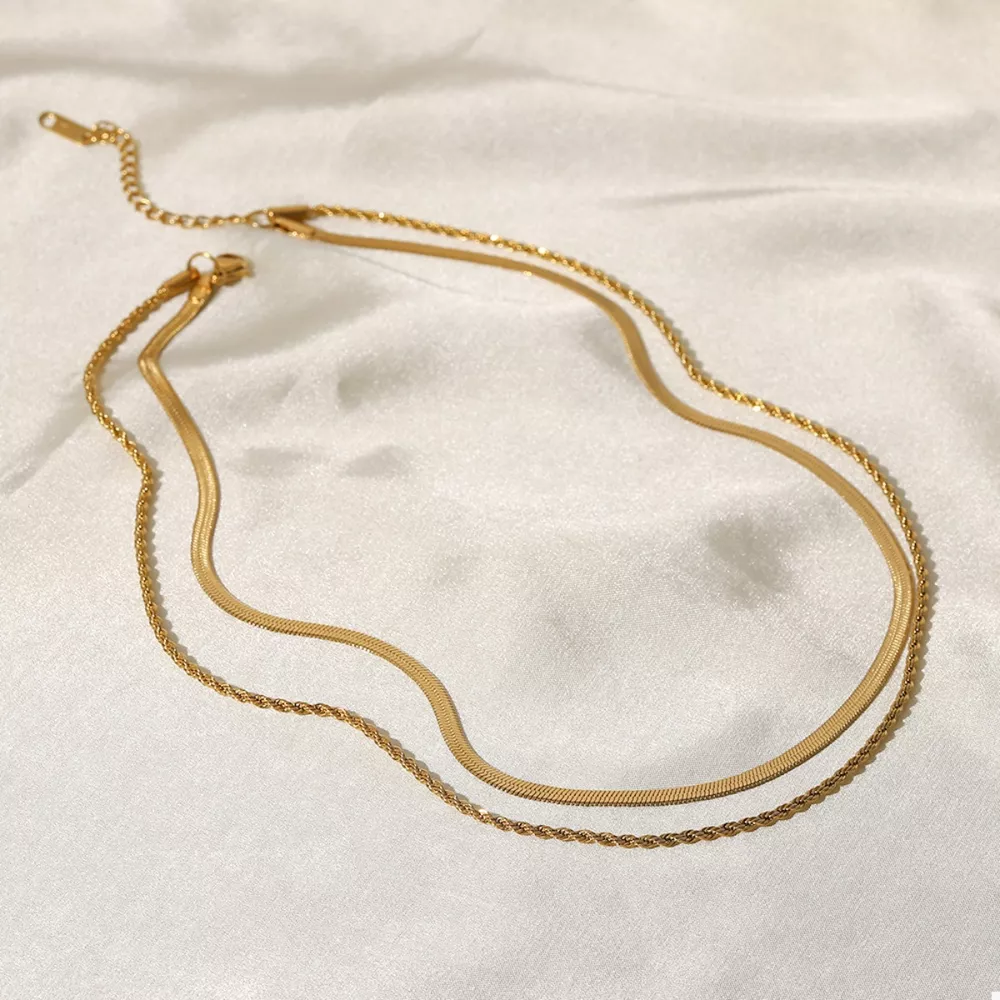 18K Gold-Plated Stainless Steel Layered Necklace, image 3