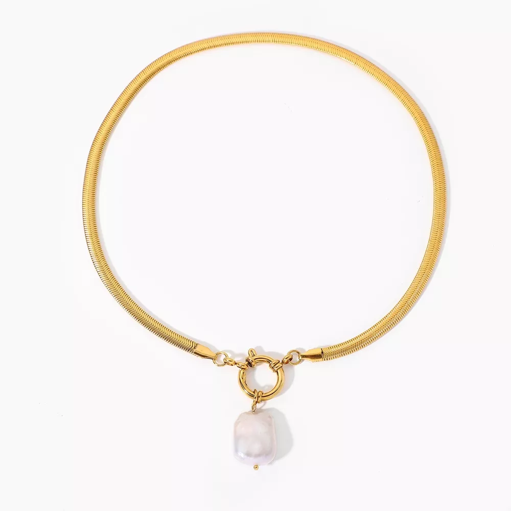 18K Gold-Plated Freshwater Pearl Pendant Necklace, image 6