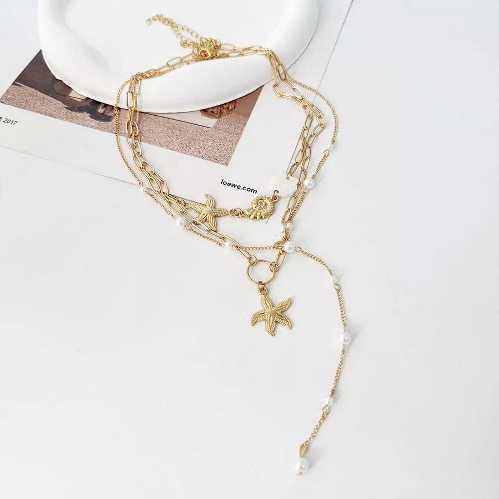 3-Piece Bohemian Layered Starfish and Shell Necklace, image 6