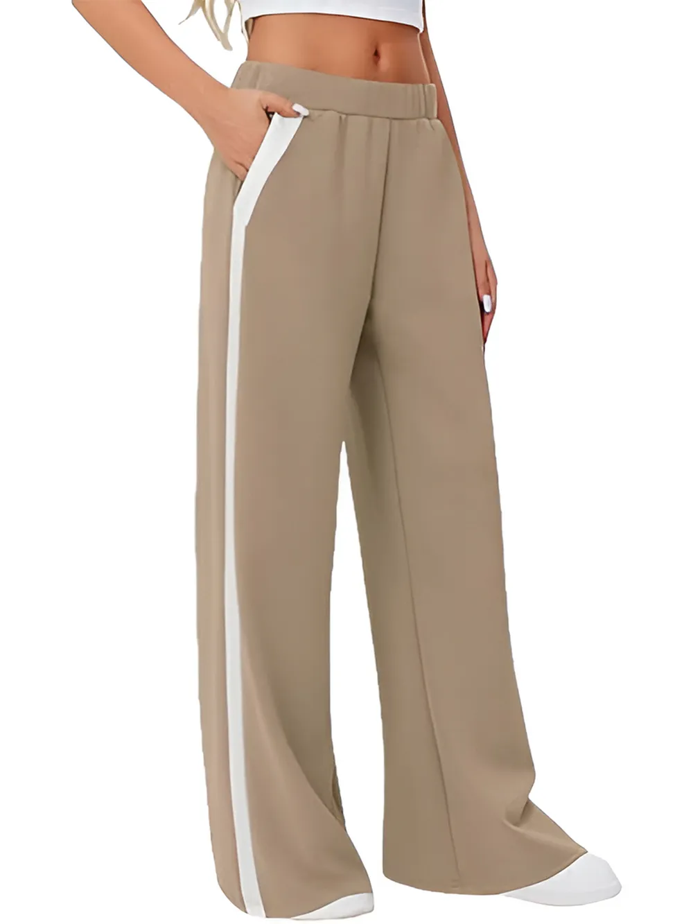Side Striped Wide Leg Pants, image 4