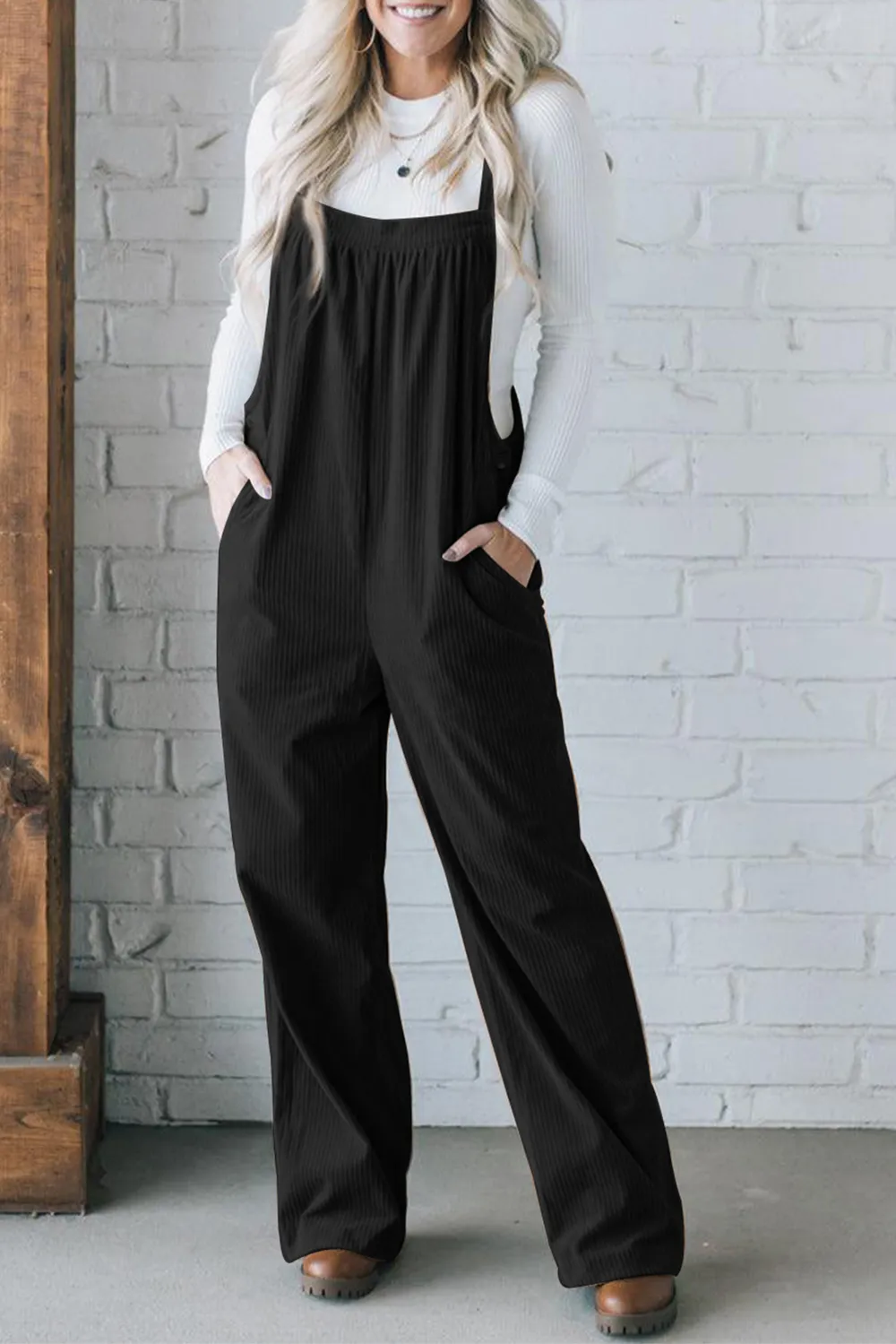 Square Neck Wide Strap Overalls, image 7