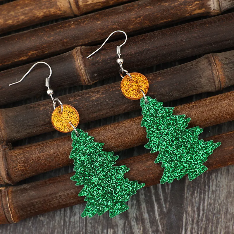 Glitter Acrylic Tree Shape Earrings, image 4