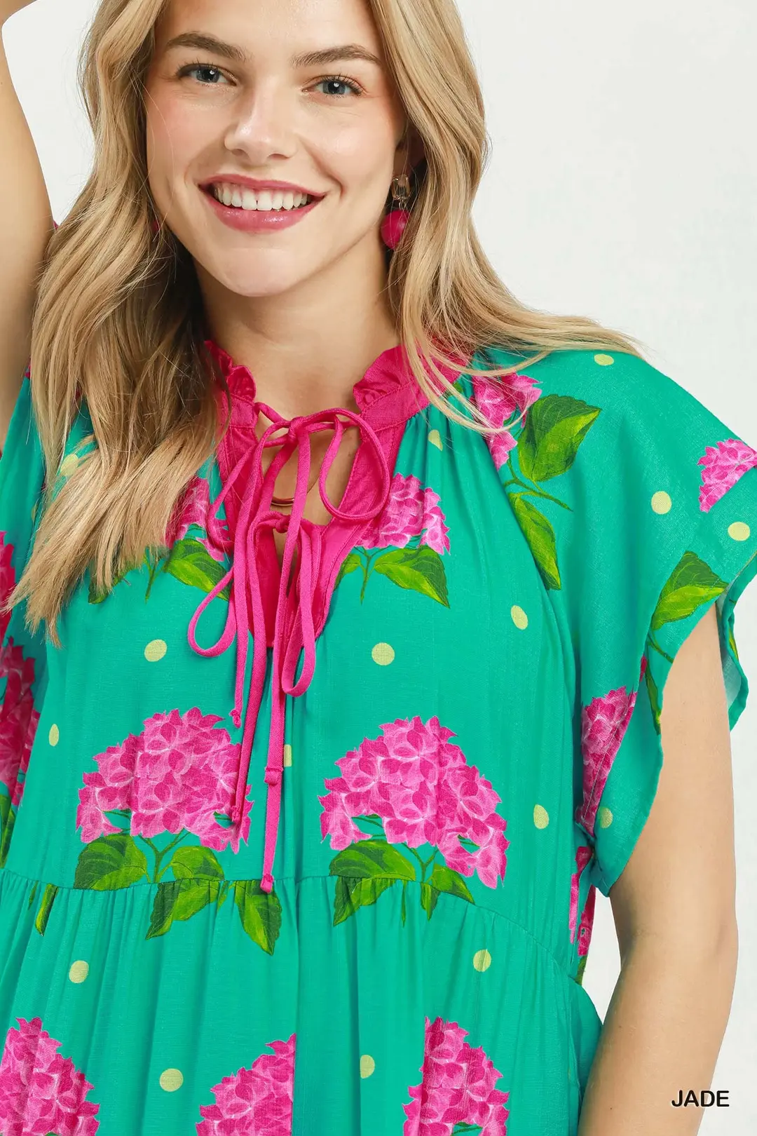 Hydrangea Print Tiered Midi Dress, image 5