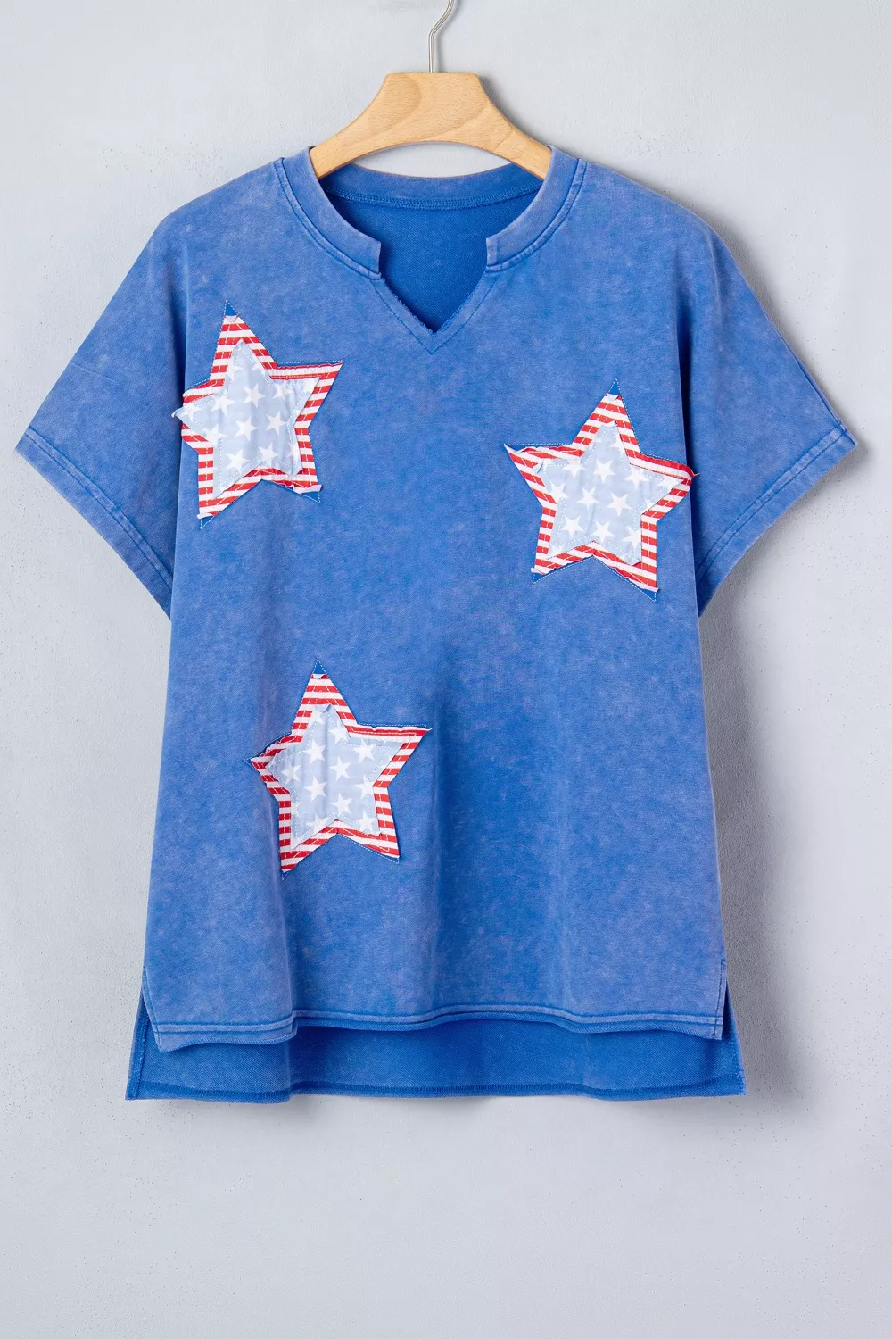 Patriot Star Patched Notched Neck Mineral Washed Tee, image 4