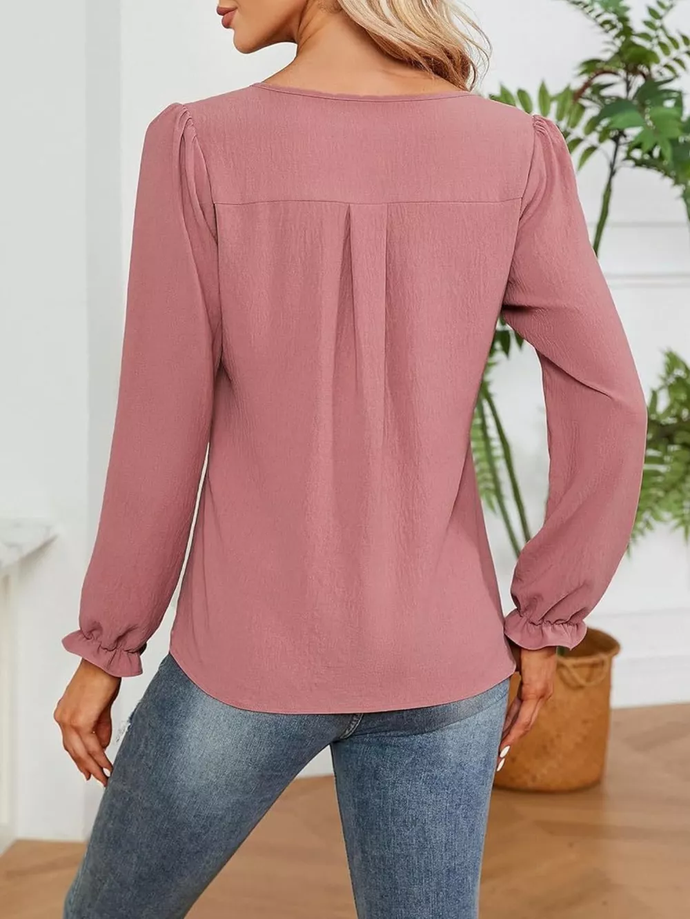 Notched Ruffle Cuff Blouse, image 12