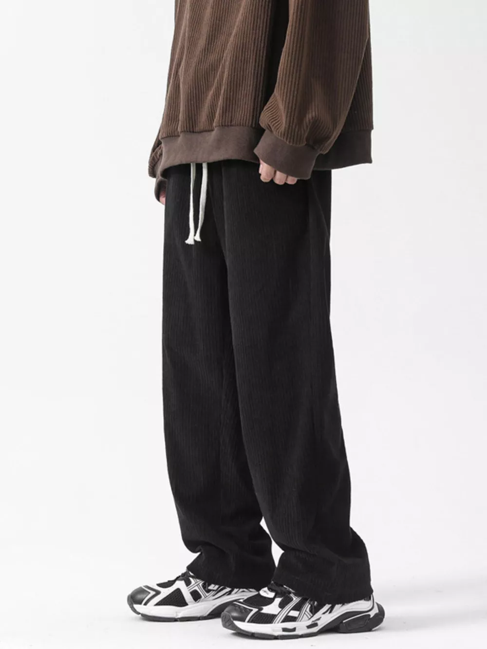 Men's Full Size Drawstring Wide Leg Corduroy Pants Plus Size