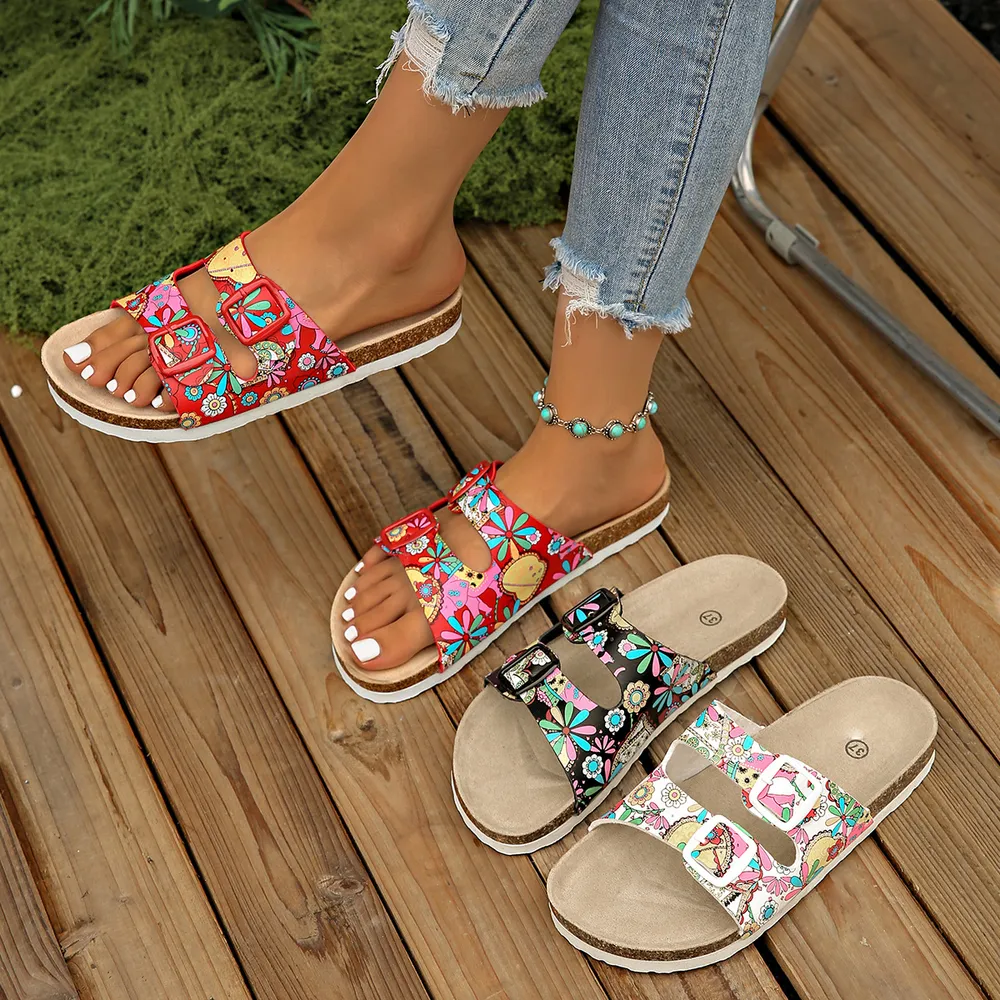 Printed Double Buckle Sandals, image 2