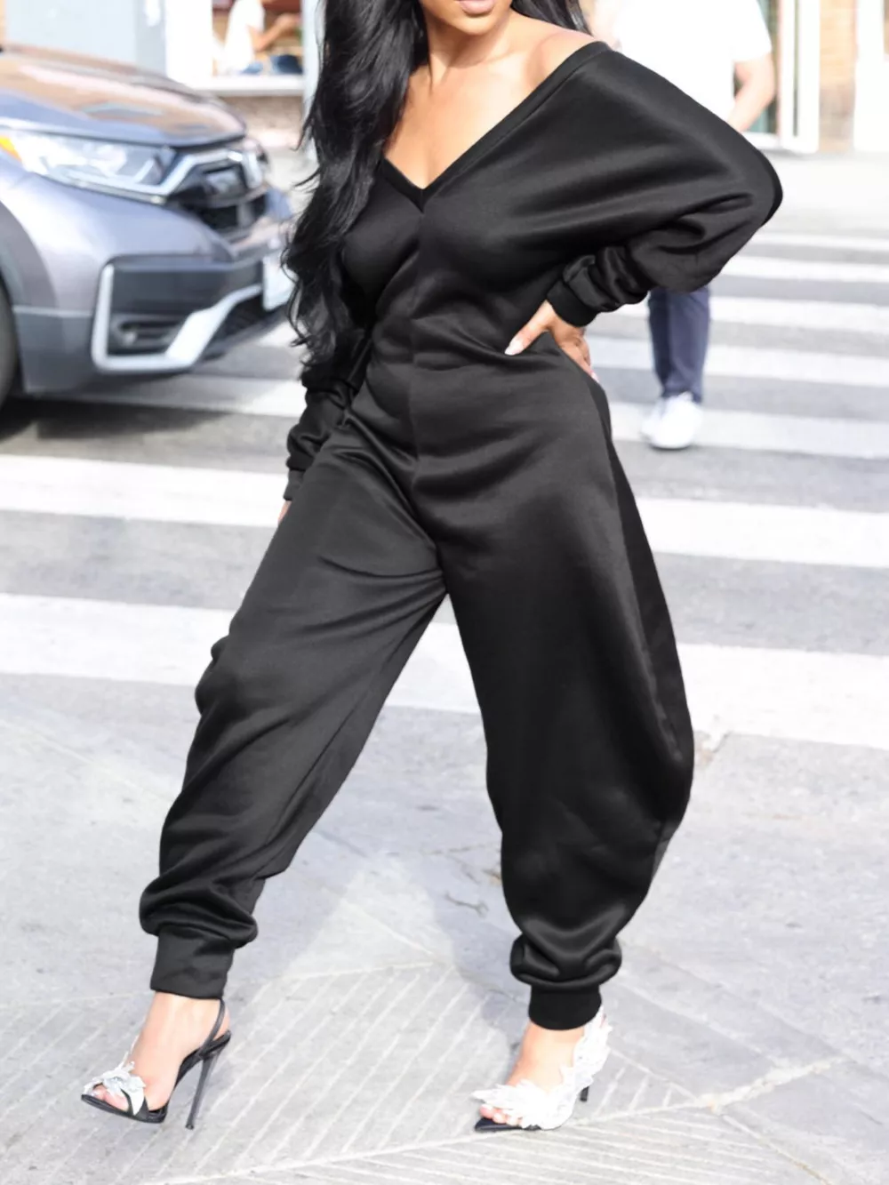 Off-Shoulder Long Sleeve Casual Jumpsuit, image 9