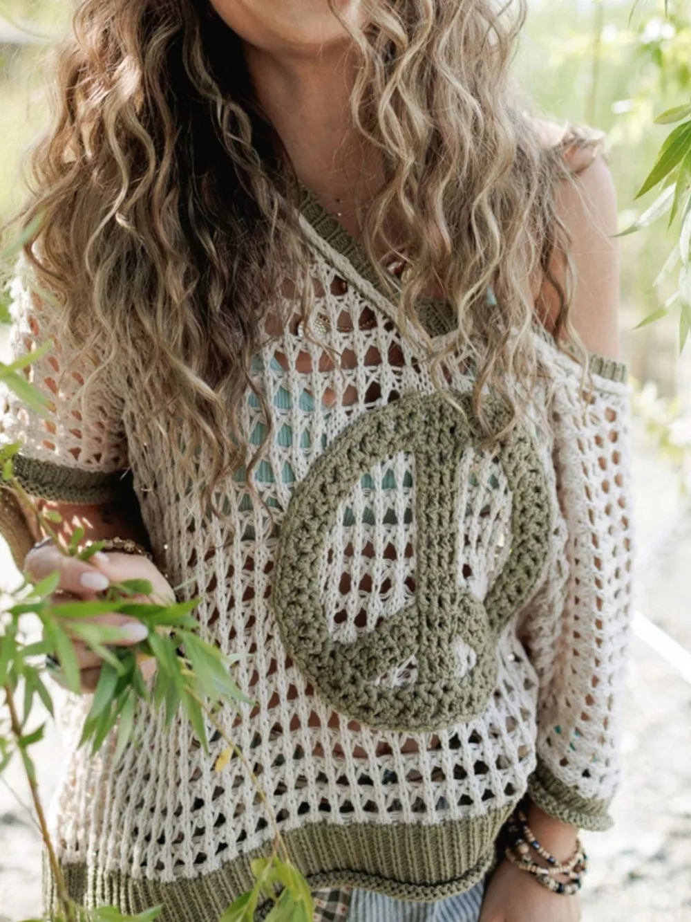 Peace Sign Crochet Knit Cover Up, image 11