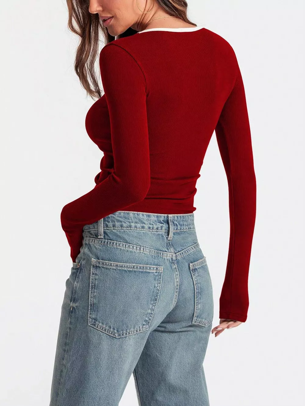 Scoop Neck Long Sleeve T-Shirt, image 2