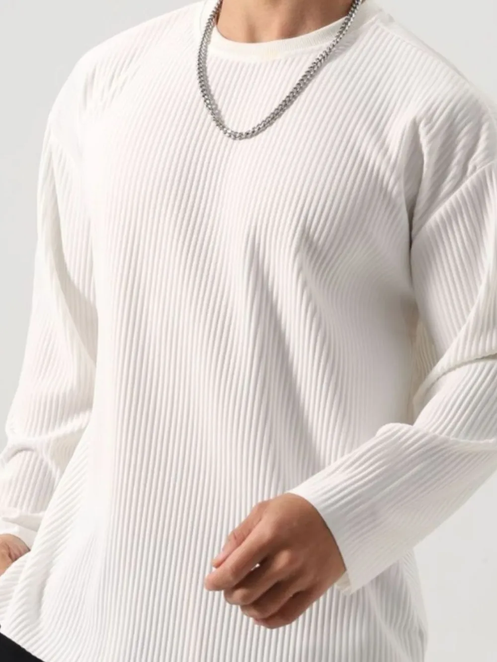 Men's Plus Size Round Neck Long Sleeve T-Shirt, image 4