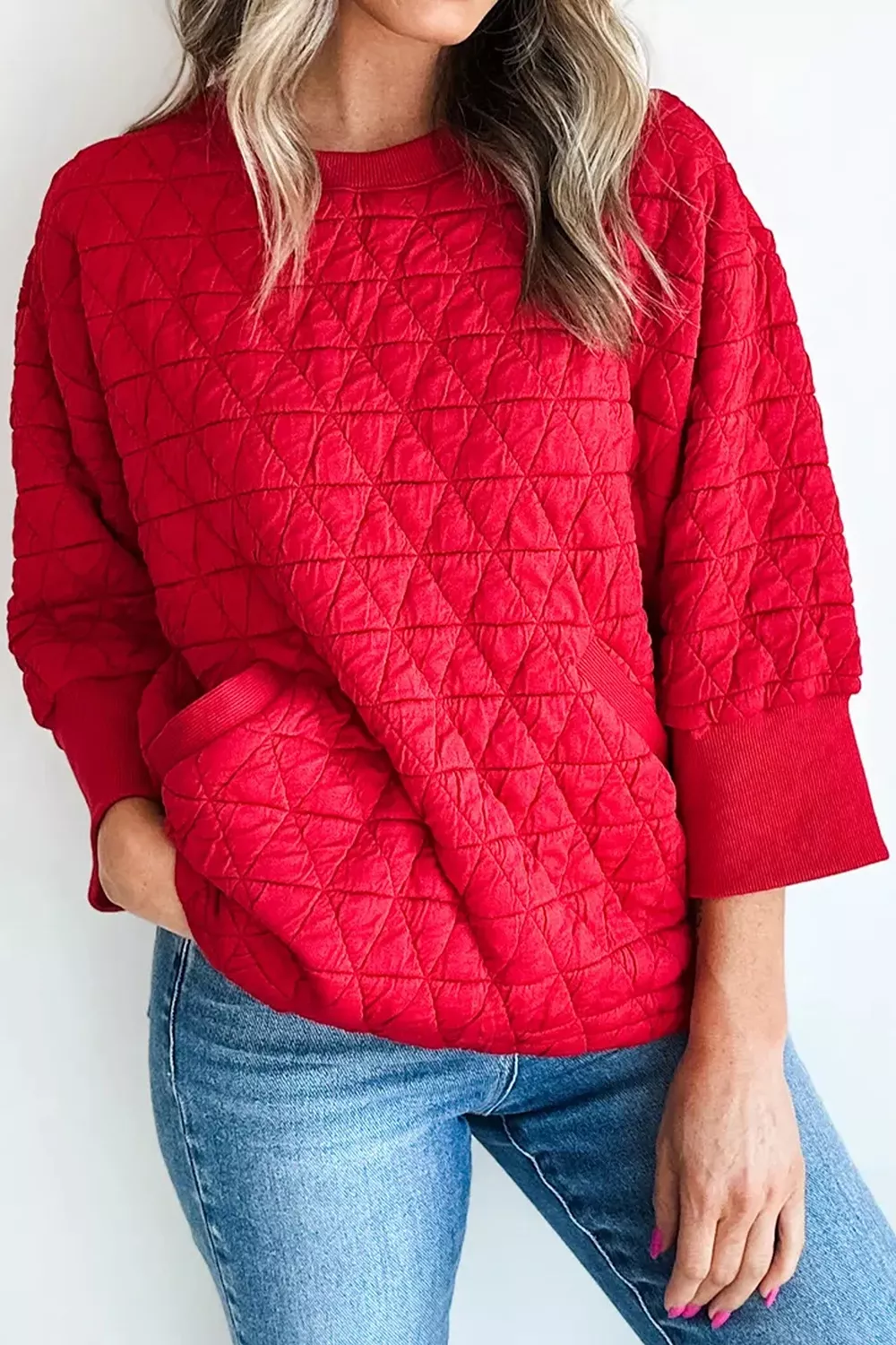 Quilted Texture Long-Sleeve Blouse, image 2