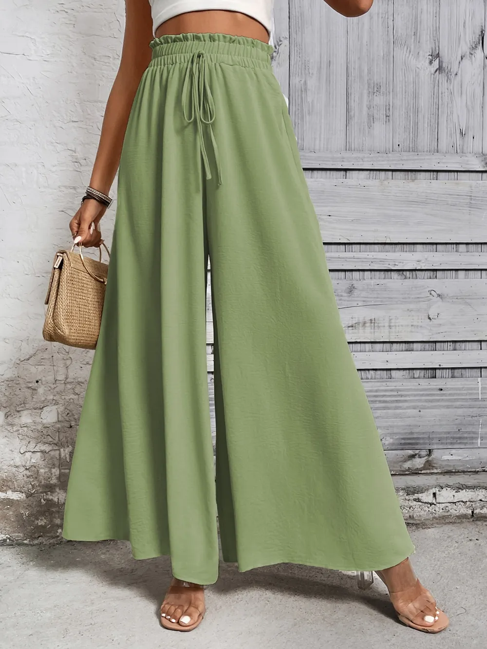 Tied High Waist Wide Leg Pants, image 5