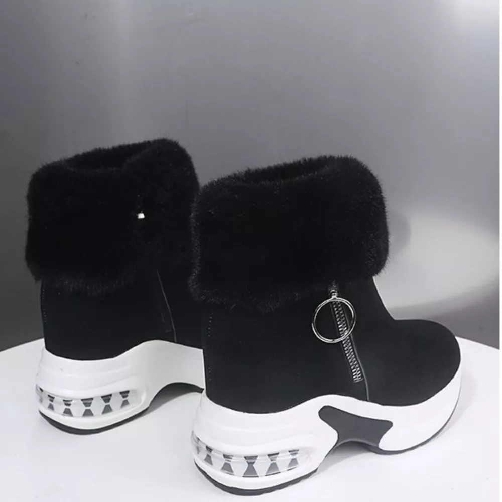 Fuzzy Side Zipper Platform Ankle Boots, image 6