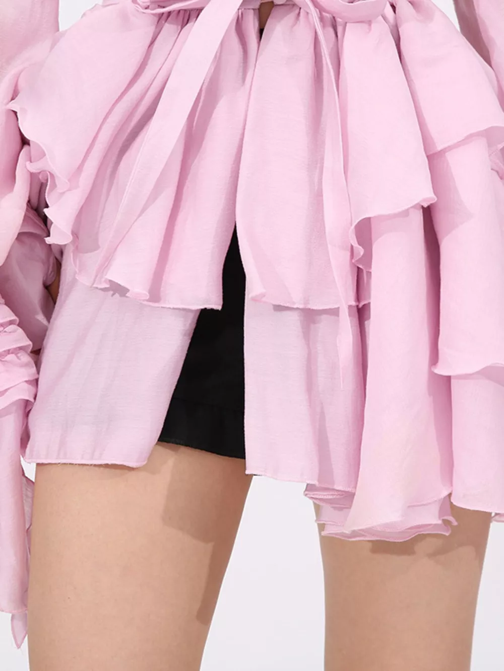 Ruffled Layered Long Sleeve Mini Dress, image 9