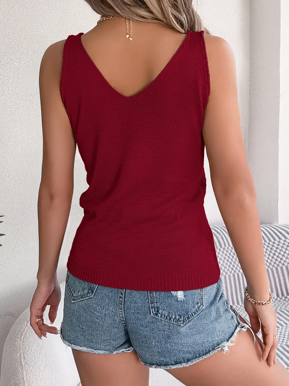 Openwork Scoop Neck Knit Vest, image 13