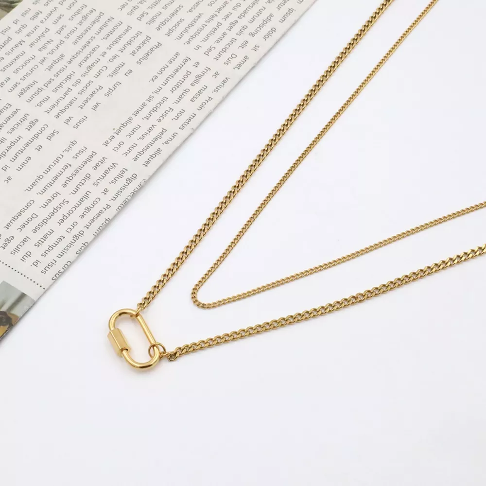 18K Gold-Plated Double Layered Necklace, image 3