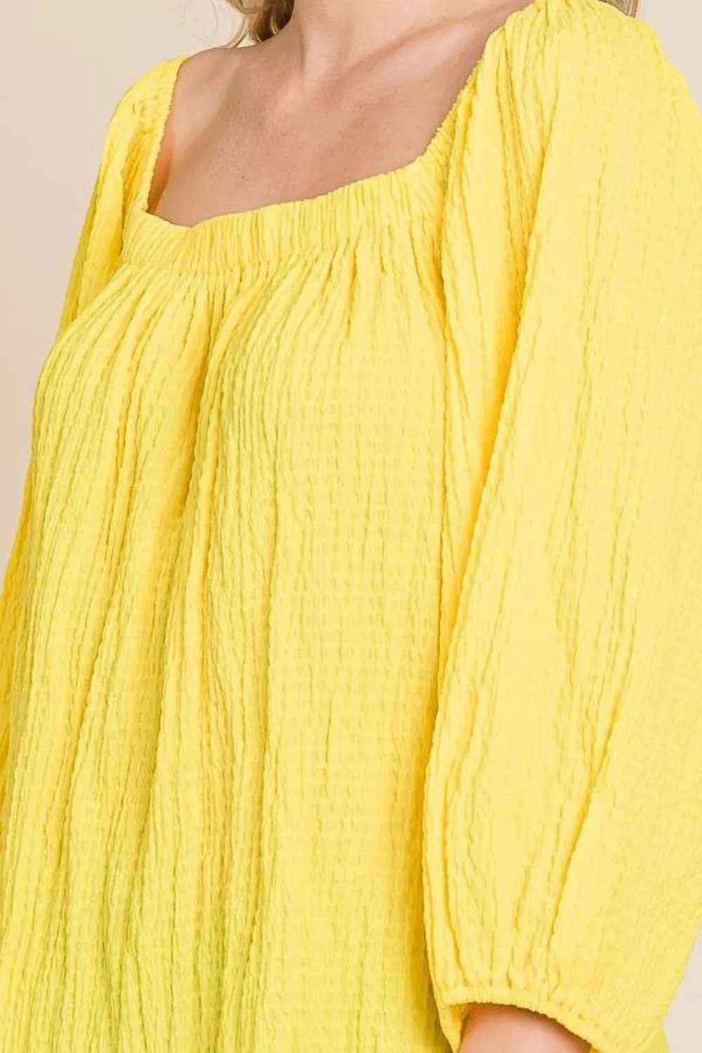 Texture Square Neck Puff Sleeve Top, image 2