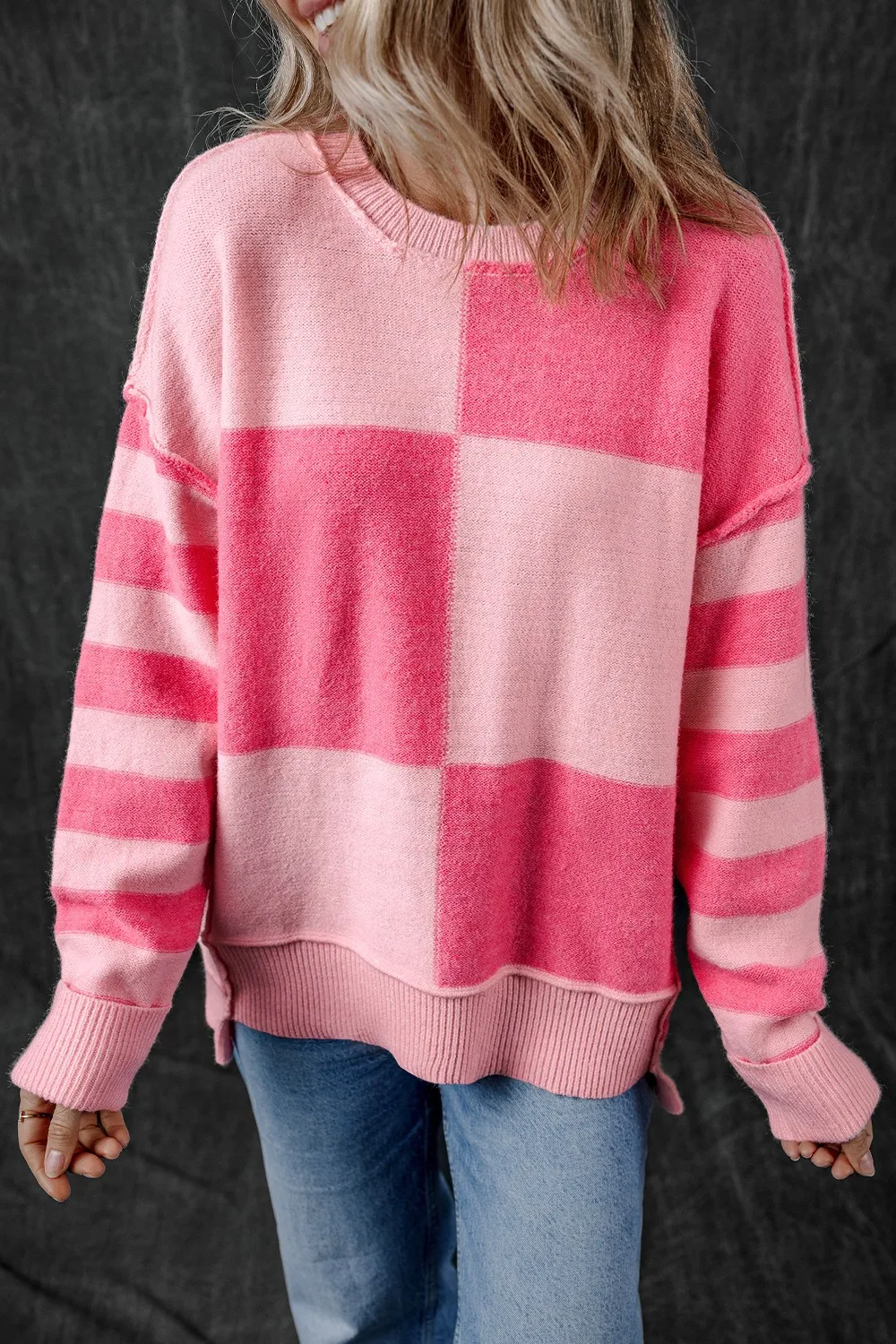 Exposed Seam Round Neck Sweater, image 4