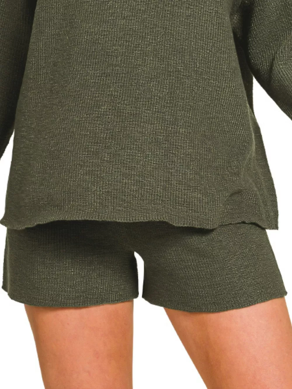 Round Neck Knit Top and Shorts Sweater Set, image 2