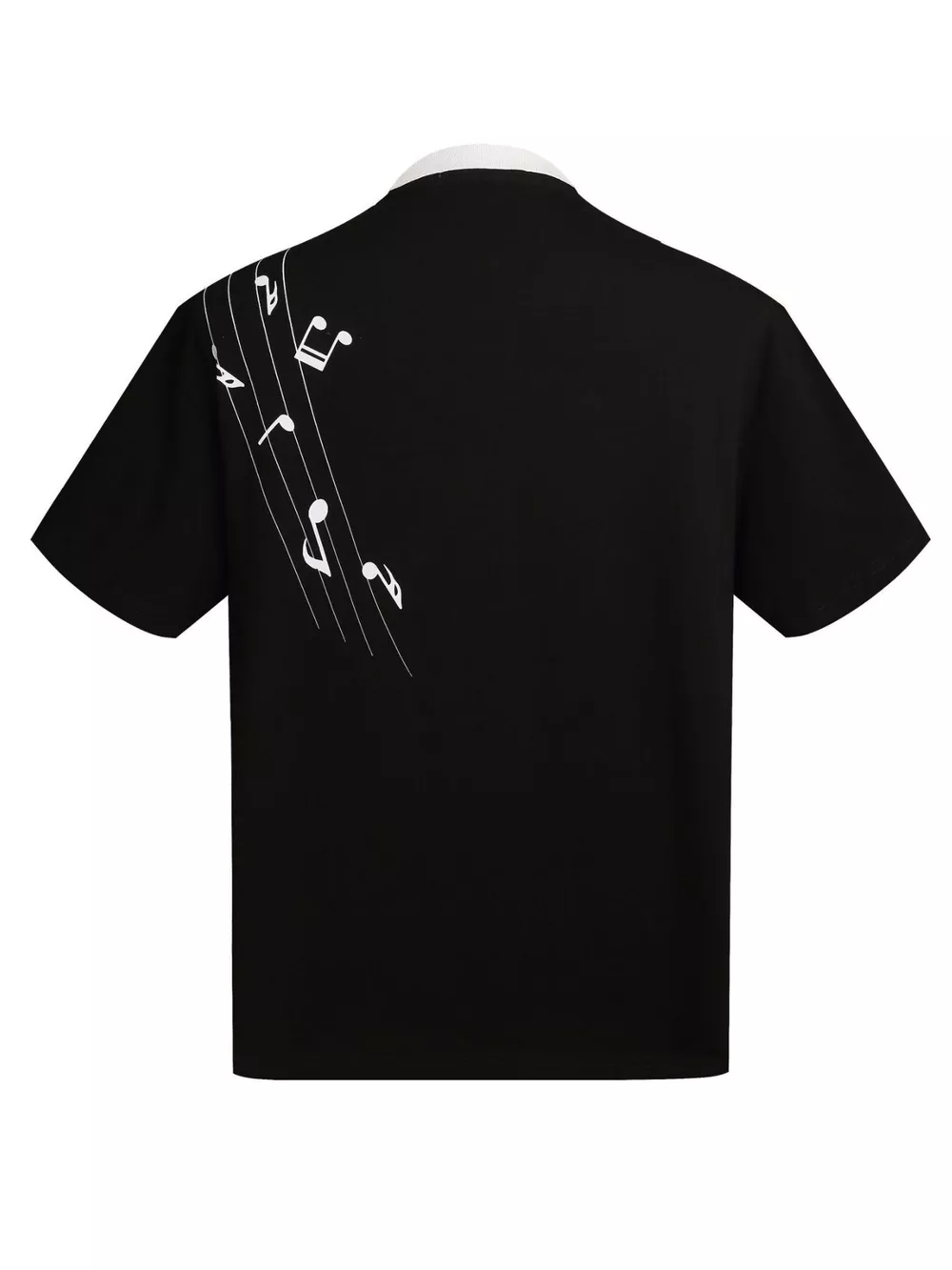 Men's Contrast Striped Music Print T-Shirt, image 2