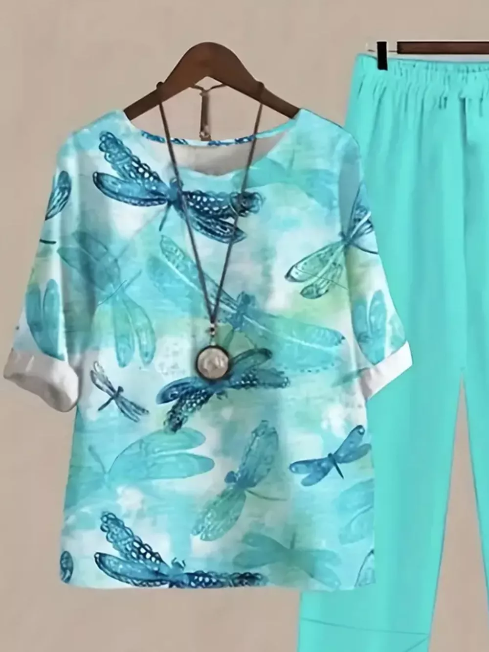 Printed Half Sleeve Top and Pants Set, image 6