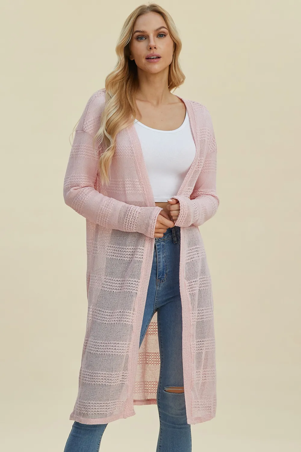 Full Size Open Front Longline Cardigan, image 8