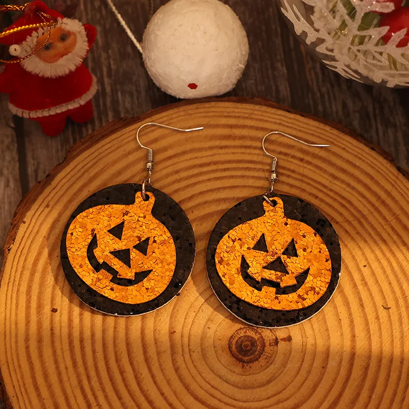 PU Leather Pumpkin Earrings, image 5