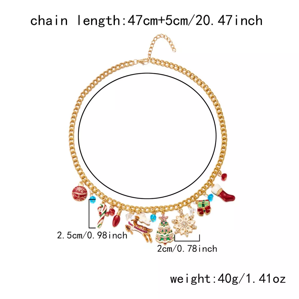18K Gold-Plated Christmas Charm Necklace, image 4