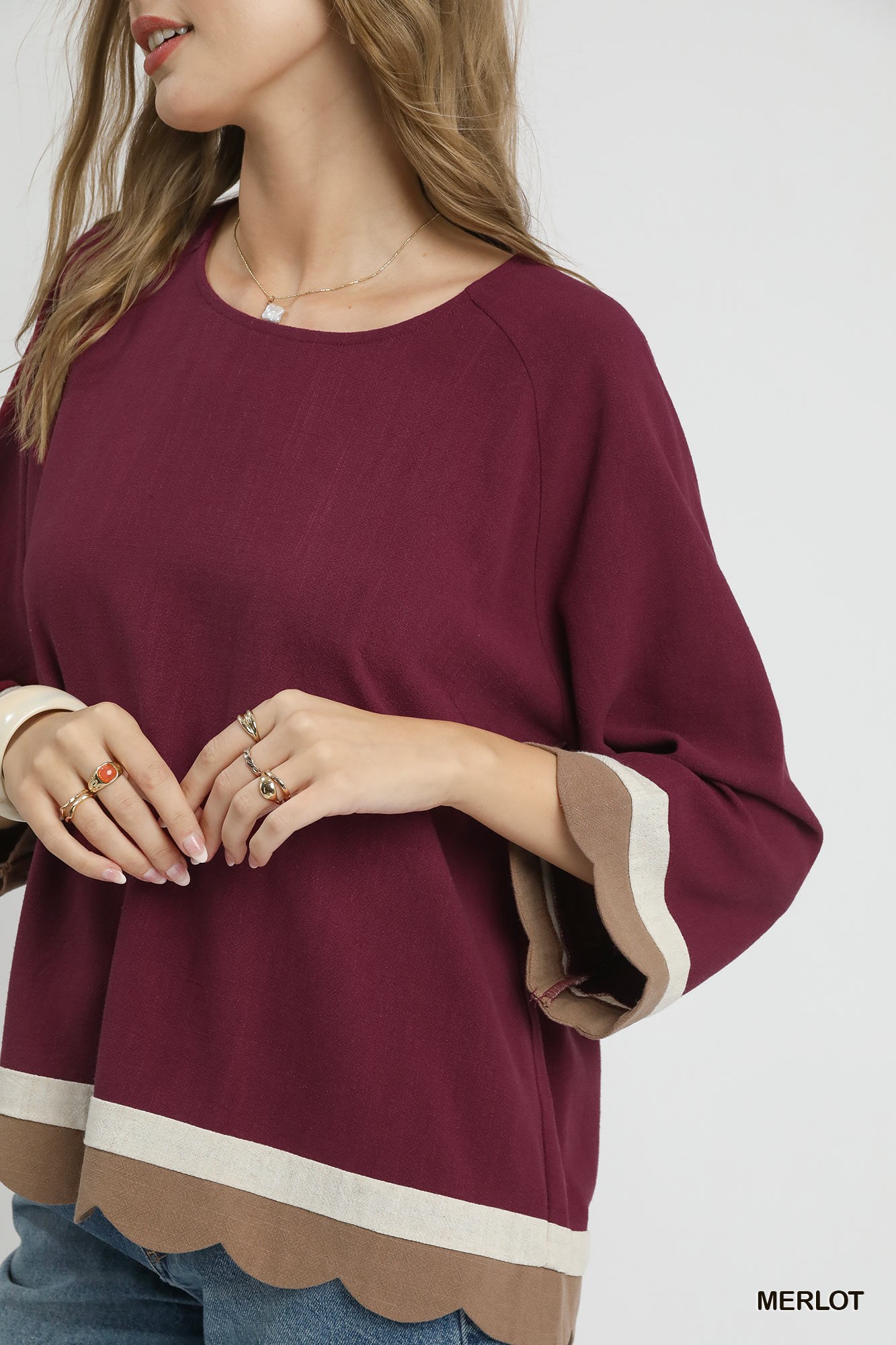Scalloped Hem Color Block Top, image 6