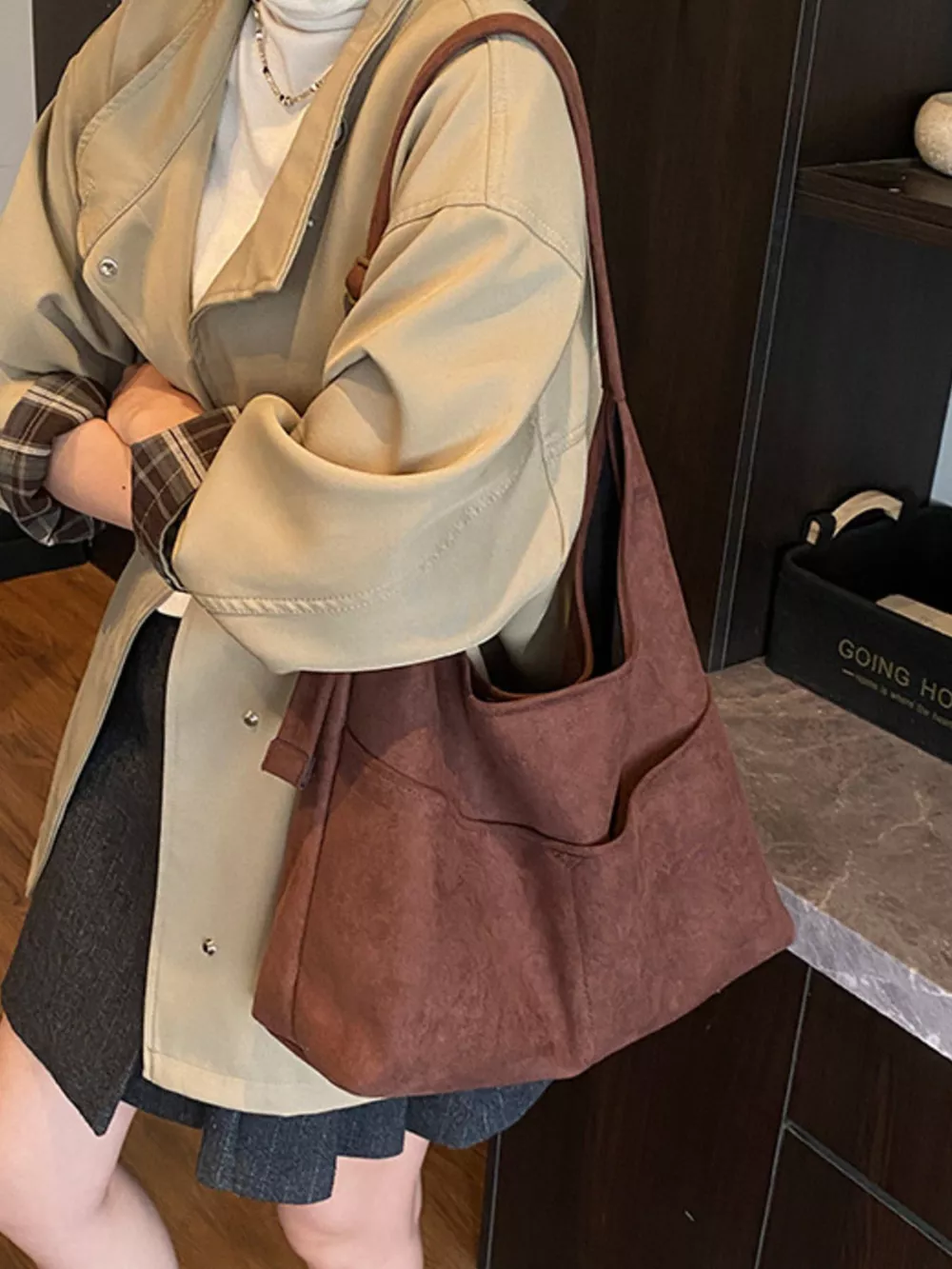 Minimalist Suede Shoulder Bag, image 21