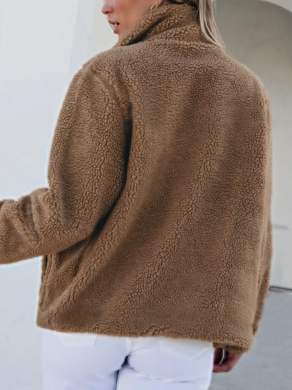 Zip Up Long Sleeve Plush Jacket, image 3