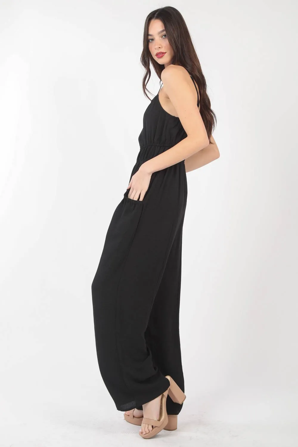 Pintuck Detail Woven Sleeveless Jumpsuit, image 2