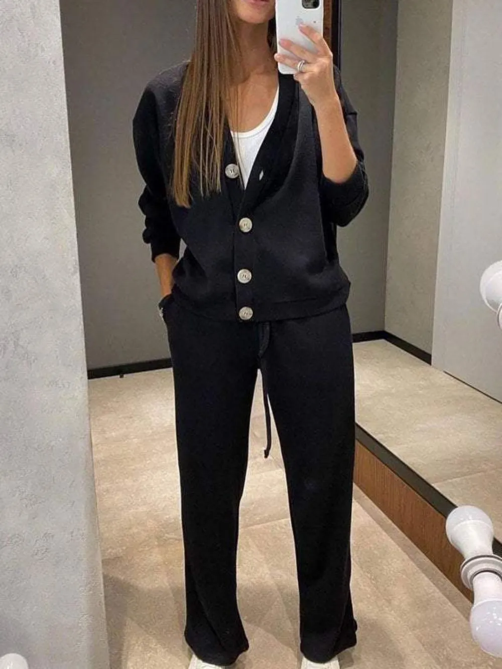 Full Size Button Up Long Sleeve Top and Pants Set, image 4