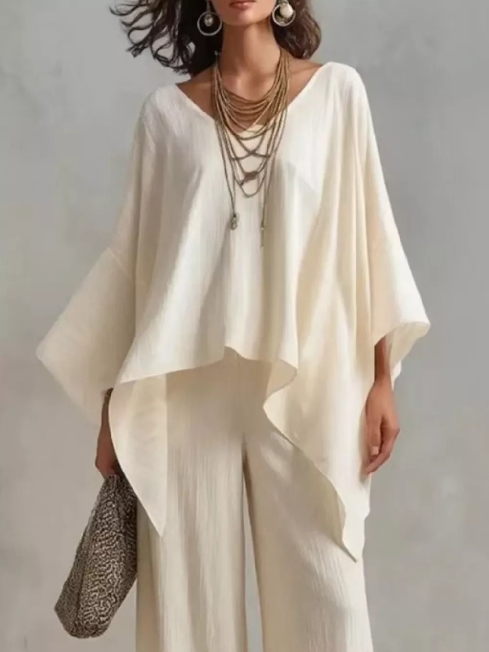 Full Size V-Neck Top and Pants Set Plus Size, image 2