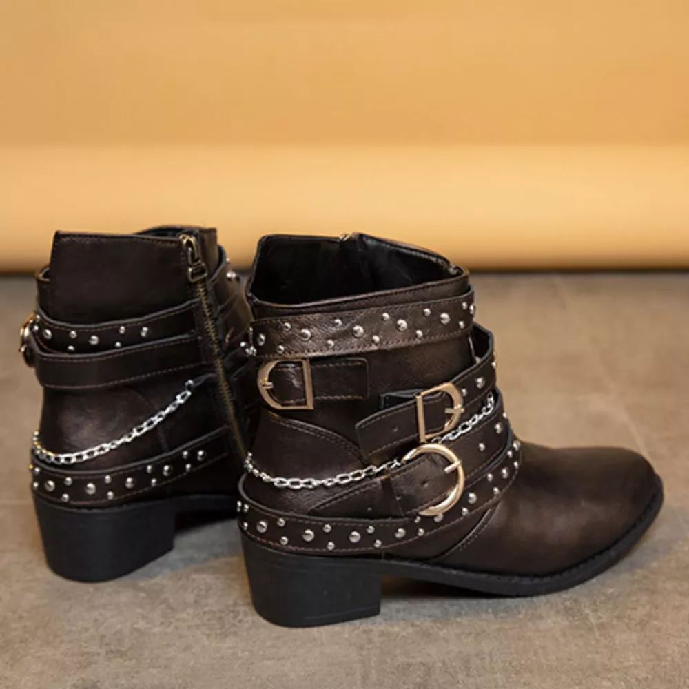 Studded Buckle Ankle Boots, image 4