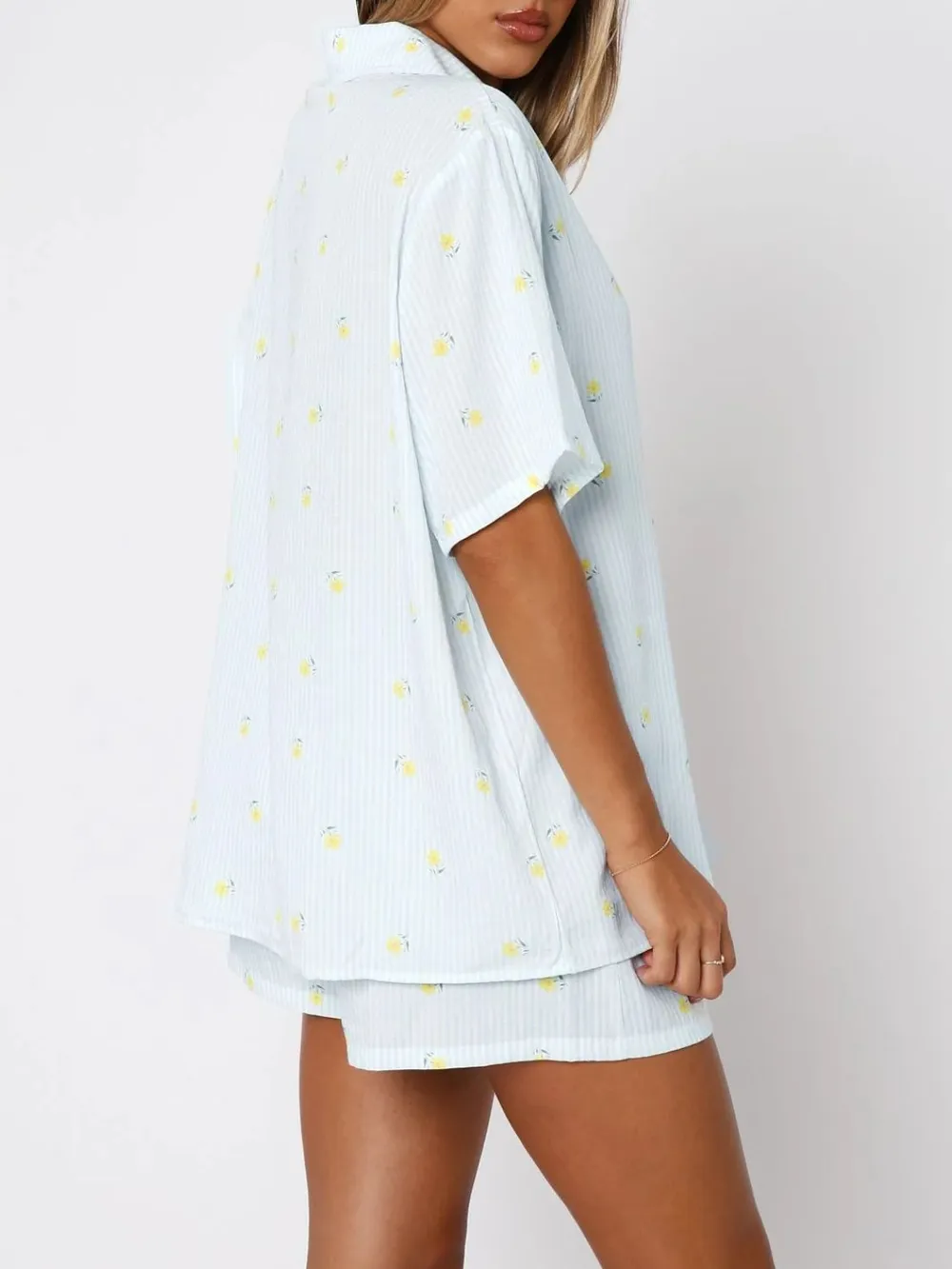 Valentine's Day Printed Collared Neck Short Sleeve Top and Shorts Set, image 5
