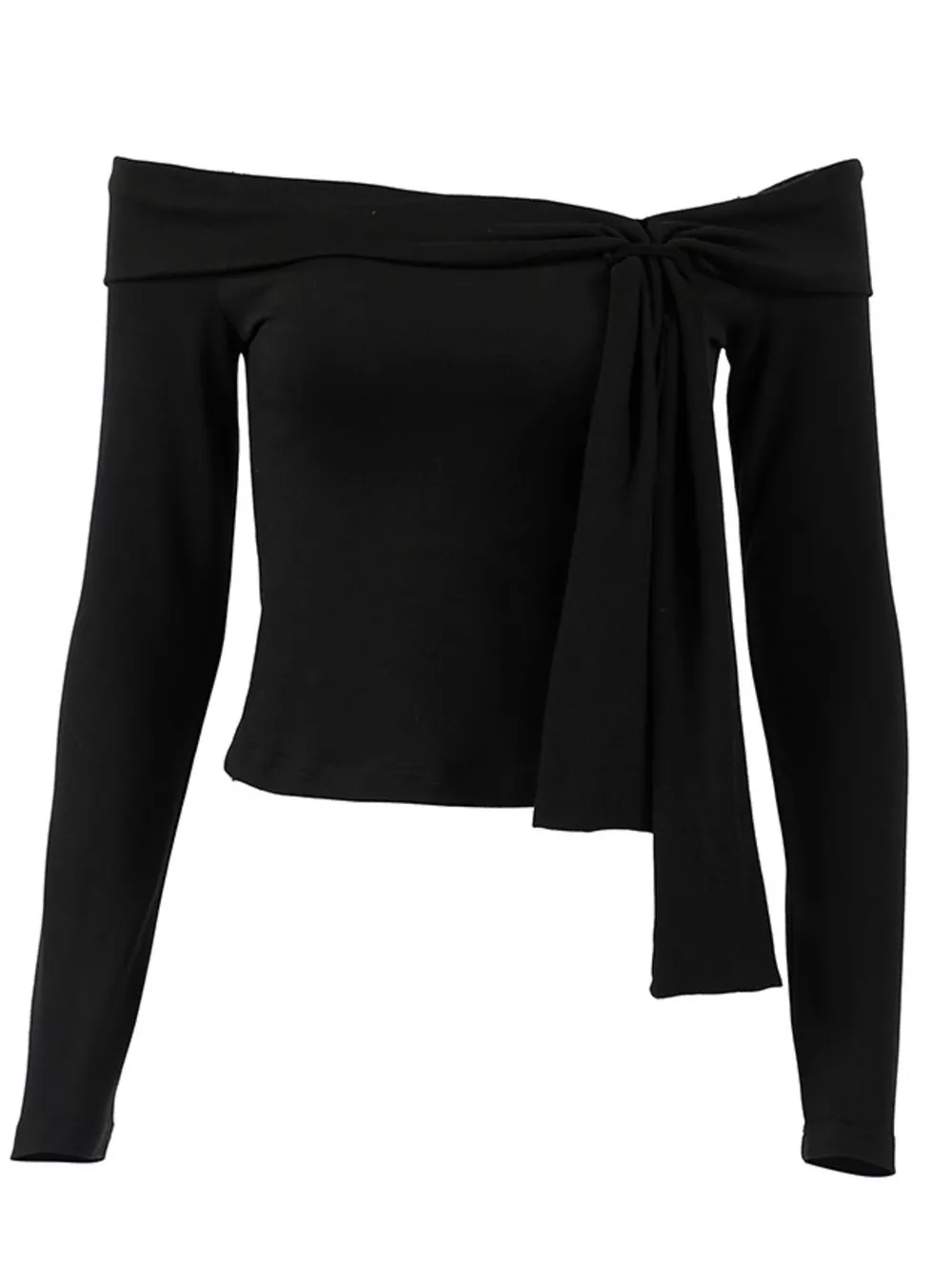 Off-Shoulder Tie-Front Long Sleeve Blouse, image 8
