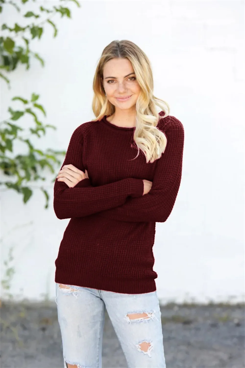 Round Neck Raglan Sleeve Sweater, image 11