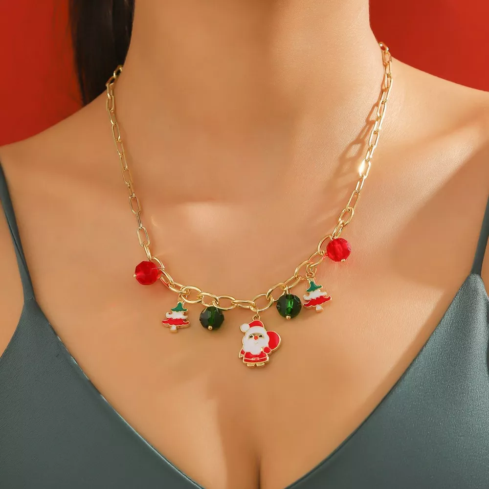 18K Gold-Plated Alloy Christmas Necklace, image 3