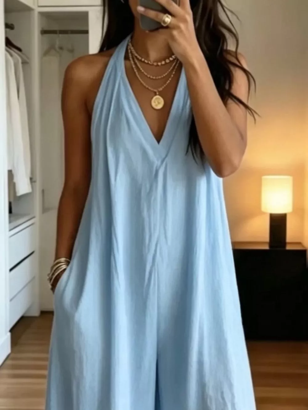Full Size Halter Neck Wide-Leg Jumpsuit Plus Size, image 6