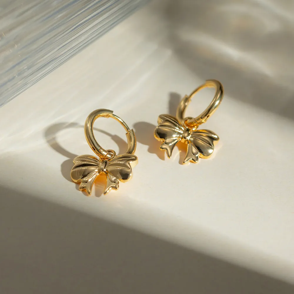 18K Gold-Plated Bow Earrings, image 3
