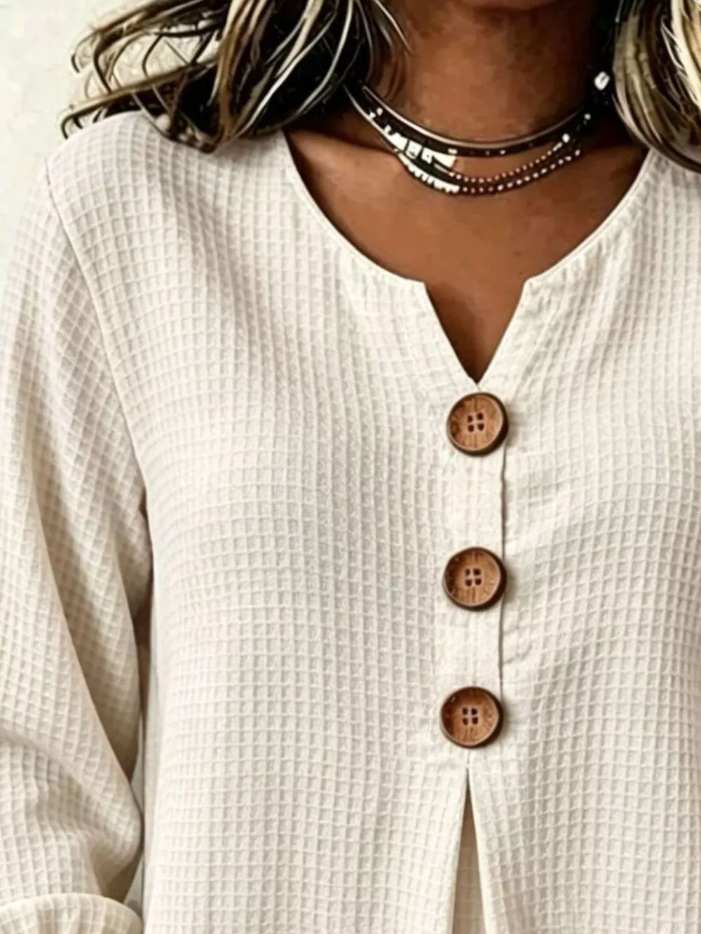 Full Size Waffle Knit Flounce Sleeve Blouse Plus Size, image 5
