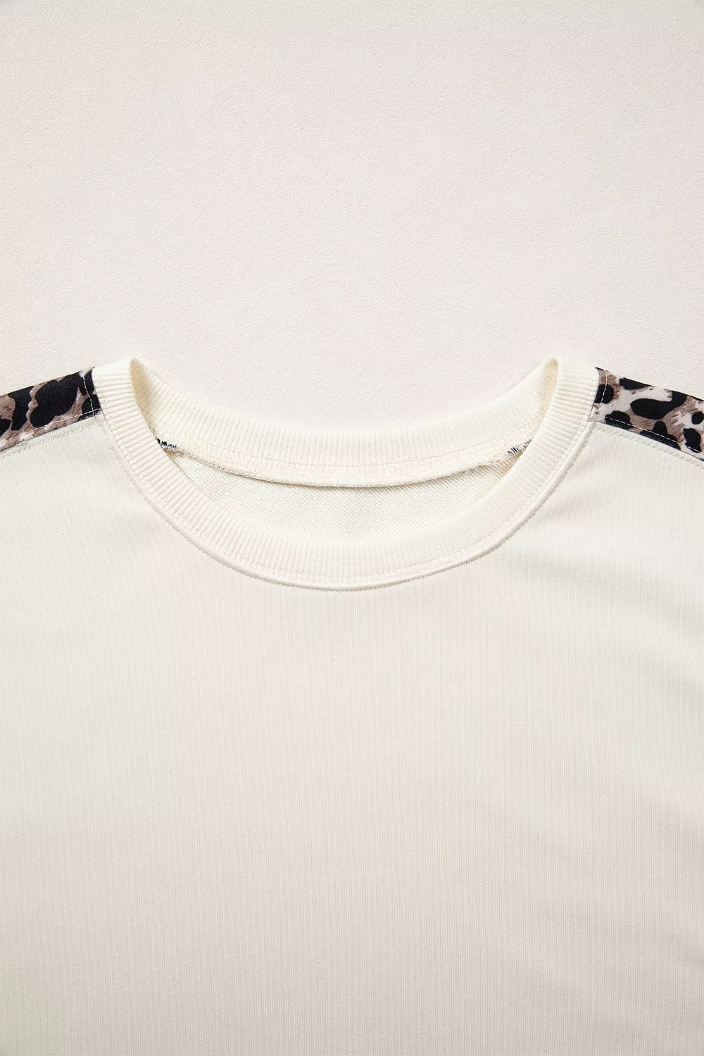 Leopard Block Patchwork Uneven Hem Short Sleeve Top, image 4