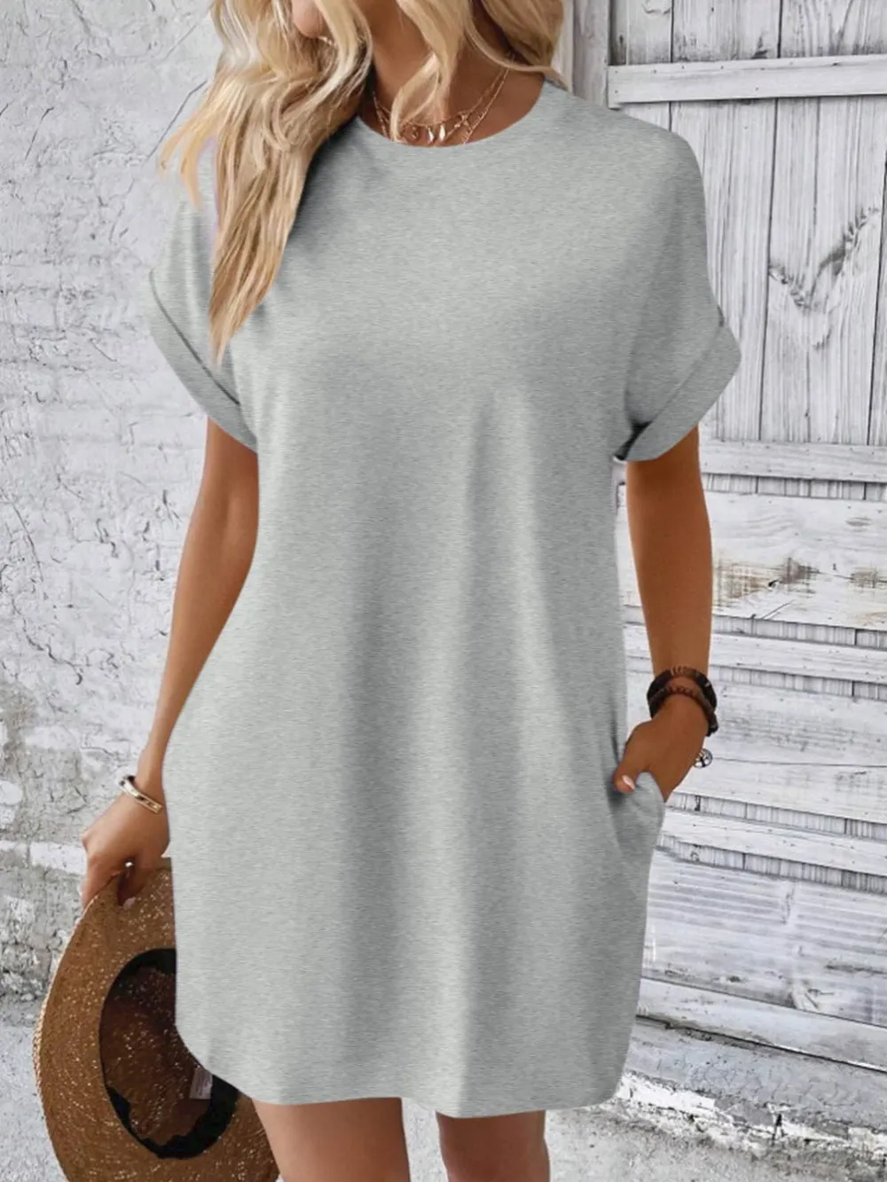 Round Neck Short Sleeve Mini Dress, image 6