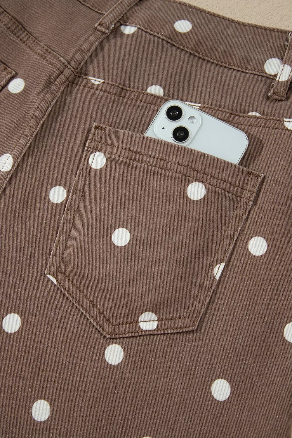 Tailored Seam Polka Dot Print Barrel Casual Jeans, image 13