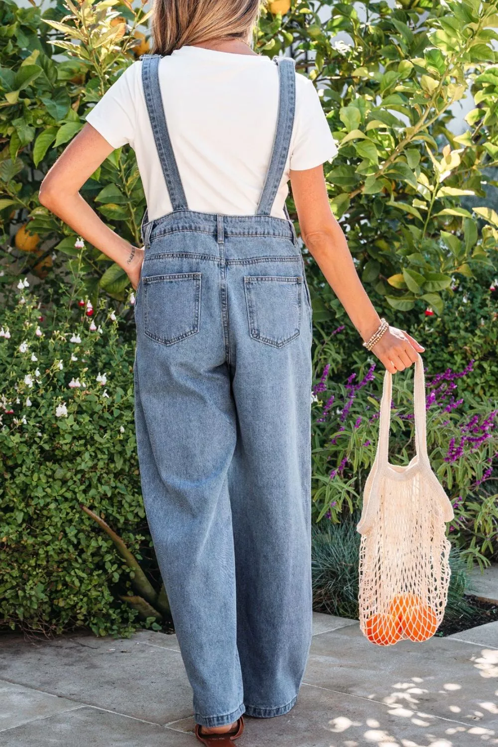 Pleated Wide Leg Retro Pocketed Denim Jumpsuit, image 2