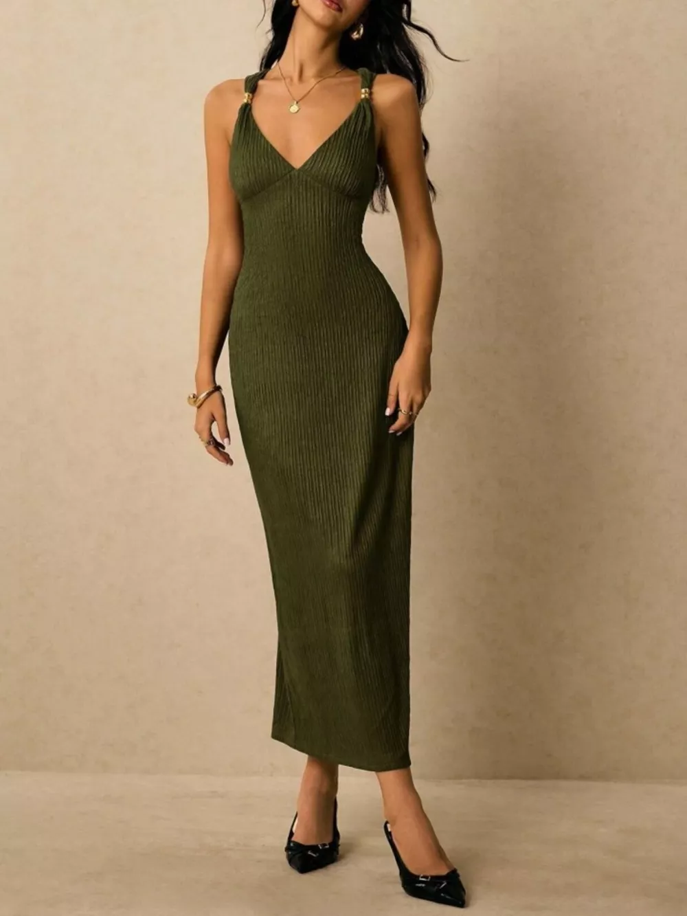 Sleeveless Ribbed Knit Midi Dress, image 25