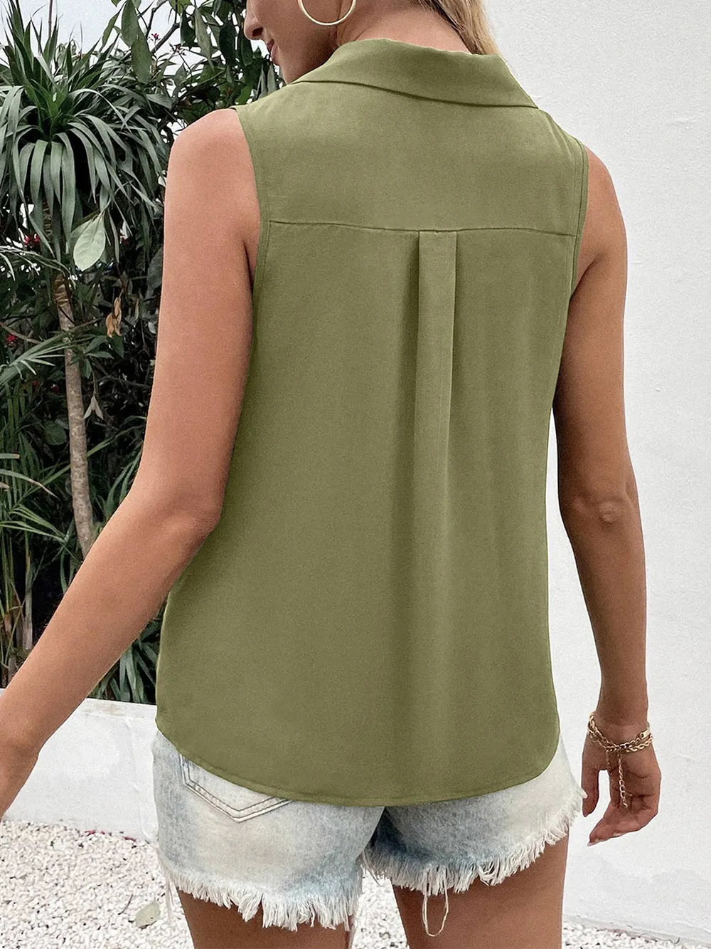 Full Size Johnny Collar Button Up Tank, image 6